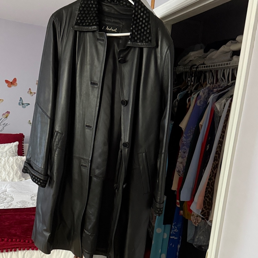 Elegant Black Leather Coat